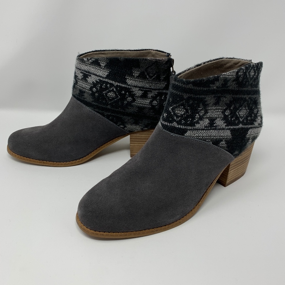TOMS Leila Mid Heel Bootie, Iron Grey/Tribal Suede